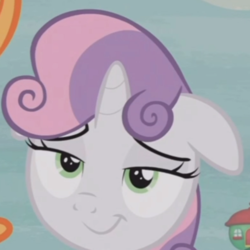 Size: 784x784 | Tagged: safe, screencap, sweetie belle, pony, g4, hard to say anything, context is for the weak, cropped, lidded eyes