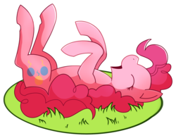 Size: 1015x797 | Tagged: safe, artist:amazingmollusk, pinkie pie, earth pony, pony, g4, female, grass, happy, horses doing horse things, pie daily, rolling, simple background, solo, transparent background