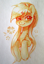 Size: 754x1080 | Tagged: safe, artist:aphphphphp, oc, oc only, pony, female, mare, monochrome, solo, traditional art, unshorn fetlocks, watercolor painting