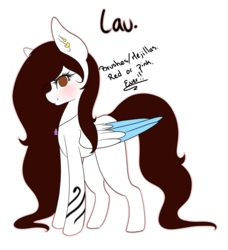 Size: 2300x2527 | Tagged: safe, artist:bambudess, oc, oc only, oc:lau, pegasus, pony, blushing, brown eyes, brown mane, colored wings, female, high res, mare, simple background, solo