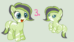 Size: 446x257 | Tagged: safe, artist:darktailsko, spike, zecora, oc, oc only, oc:parry, dragon, hybrid, zebra, g4, fanart, female, filly, foal, green background, meep morp, mixed, simple background, solo