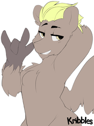 Size: 2735x3655 | Tagged: safe, artist:kribbles, oc, oc only, oc:coffee break, hippogriff, hybrid, devil horn (gesture), grin, high res, simple background, smiling, solo, talons, white background