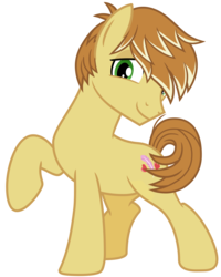 Size: 2400x3000 | Tagged: safe, artist:cheezedoodle96, feather bangs, earth pony, pony, g4, hard to say anything, .svg available, brown tail, green eyes, high res, lidded eyes, looking at you, male, pose, raised hoof, simple background, smiling, smiling at you, solo, stallion, standing, svg, tail, transparent background, vector