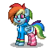 Size: 185x185 | Tagged: safe, rainbow dash, pony, pony town, g4, clothes, female, hoodie, simple background, socks, solo, striped socks, transparent background