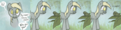 Size: 4800x1200 | Tagged: safe, artist:quintessentially-peculiar, derpy hooves, frog, pegasus, pony, tumblr:ask little derpy, g4, comic, female, high res, solo