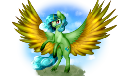 Size: 4000x2500 | Tagged: safe, artist:isorrayi, oc, oc only, alicorn, pegasus, pony, alicorn oc, colored wings, colored wingtips, female, high res, mare, multicolored wings, rearing, solo