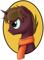 Size: 1297x1753 | Tagged: safe, artist:cloudy95, oc, oc only, pony, unicorn, bust, clothes, male, portrait, scarf, solo, stallion