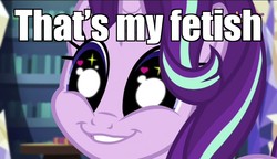 Size: 1280x738 | Tagged: safe, edit, edited screencap, screencap, starlight glimmer, pony, unicorn, equestria girls, equestria girls specials, g4, my little pony equestria girls: mirror magic, dilated pupils, faic, female, glimmie, grin, heart eyes, image macro, mare, meme, reaction image, smiling, solo, sparkly eyes, that is my fetish, twilight's castle, wingding eyes