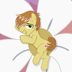 Size: 5000x5000 | Tagged: safe, artist:frownfactory, feather bangs, earth pony, pony, g4, hard to say anything, absurd resolution, bedroom eyes, cutie mark, flower, looking at you, male, on side, overhead view, solo, stupid sexy feather bangs, vector