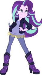 Size: 5320x9500 | Tagged: safe, artist:limedazzle, starlight glimmer, equestria girls, g4, absurd resolution, alternate universe, boots, clothes, female, high heel boots, jacket, leather jacket, pants, shirt, show accurate, simple background, solo, transparent background, vector