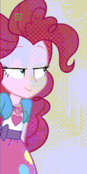 Size: 538x1080 | Tagged: safe, screencap, pinkie pie, equestria girls, equestria girls specials, g4, my little pony equestria girls: mirror magic, animated, cropped, female, geode of sugar bombs, gif, glowing geode, lidded eyes, magical geodes, solo