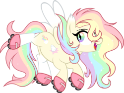 Size: 8885x6630 | Tagged: safe, artist:weekendroses, oc, oc only, oc:rainbow rush, pony, absurd resolution, roller skates, simple background, solo, transparent background