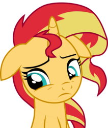 Size: 5922x6994 | Tagged: safe, artist:paganmuffin, sunset shimmer, pony, unicorn, equestria girls, equestria girls specials, g4, mirror magic, absurd resolution, female, floppy ears, mare, sad, simple background, solo, transparent background, vector