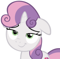 Size: 3204x3162 | Tagged: safe, artist:frownfactory, sweetie belle, pony, unicorn, g4, hard to say anything, .svg available, bedroom eyes, cutie mark, female, filly, floppy ears, green eyes, high res, lidded eyes, simple background, smiling, solo, svg, the cmc's cutie marks, transparent background, vector