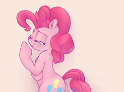 Size: 5400x4000 | Tagged: safe, anonymous artist, artist:leech, color edit, edit, pinkie pie, earth pony, pony, semi-anthro, g4, 4chan, absurd resolution, colored, drawthread, female, grin, lidded eyes, simple background, smiling, smirk, solo