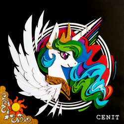 Size: 2619x2619 | Tagged: safe, artist:cenit-v, artist:jiuweidehuli, princess celestia, pony, g4, craft, female, high res, papercraft, solo, spread wings, traditional art, wings