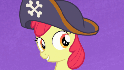 Size: 902x508 | Tagged: safe, screencap, apple bloom, earth pony, pony, g4, hard to say anything, animated, faic, female, gif, pirate, solo, spyrate