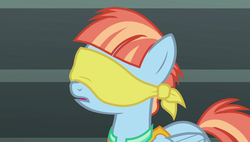 Size: 1920x1090 | Tagged: safe, screencap, windy whistles, pony, g4, parental glideance, blindfold, female, solo