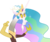 Size: 5000x4173 | Tagged: safe, artist:stjonal, discord, princess celestia, dungeons and discords, g4, my little pony: friendship is magic, .svg available, absurd resolution, crown, discord's celestia face, female, jewelry, pointing, regalia, simple background, solo, transparent background, vector