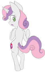 Size: 2410x3845 | Tagged: safe, artist:steelsoul, sweetie belle, pony, unicorn, g4, bipedal, both cutie marks, butt, female, high res, looking back, plot, rear view, simple background, solo, transparent background