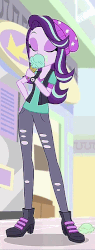 Size: 265x701 | Tagged: safe, screencap, starlight glimmer, equestria girls, equestria girls specials, g4, mirror magic, animated, beanie, boots, clothes, cropped, cute, eyes closed, female, food, gif, glimmerbetes, hand on hip, hat, ice cream, licking, perfect loop, ripped pants, shoes, solo, that human sure does love ice cream, that pony sure does love ice cream, vest, watch, wristwatch