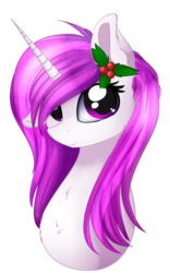 Size: 1256x2008 | Tagged: safe, artist:php146, oc, oc only, oc:midnight shine, pony, unicorn, bust, female, holly, mare, portrait, simple background, solo, transparent background