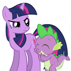 Size: 900x905 | Tagged: safe, spike, twilight sparkle, dragon, pony, unicorn, friendship is magic, g4, season 1, angry, duo, female, laughing, male, mare, simple background, smiling, transparent background, unicorn twilight