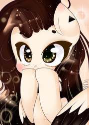 Size: 1314x1837 | Tagged: safe, artist:clefficia, oc, oc only, oc:elwi, pegasus, pony, blushing, female, hoof over mouth, mare, solo