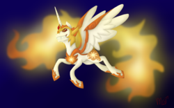 Size: 4000x2500 | Tagged: safe, artist:siekit442, daybreaker, alicorn, pony, a royal problem, g4, armor, female, horn, long horn, mare, sharp teeth, signature, solo, teeth