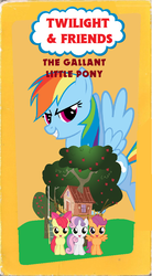 Size: 566x1022 | Tagged: artist needed, safe, edit, apple bloom, rainbow dash, scootaloo, sweetie belle, earth pony, pony, g4, cutie mark crusaders, parody, thomas and friends, thomas the tank engine, vhs