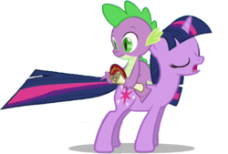 Size: 1000x674 | Tagged: safe, edit, edited screencap, screencap, spike, twilight sparkle, dragon, pony, unicorn, friendship is magic, g4, season 1, eyes closed, female, letter, male, mare, not a vector, open mouth, scroll, shadow, simple background, transparent background, unicorn twilight