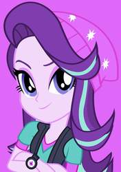 Size: 1015x1440 | Tagged: safe, starlight glimmer, equestria girls, g4, female, pink background, simple background, solo