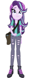 Size: 580x1375 | Tagged: safe, artist:sunsetshimmer333, starlight glimmer, equestria girls, equestria girls specials, g4, my little pony equestria girls: mirror magic, beanie, clothes, cute, female, handbag, hat, pants, simple background, solo, torn clothes, transparent background, vector, vest, watch