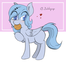 Size: 1280x1208 | Tagged: safe, artist:geneticanomaly, oc, oc only, oc:bubblepop, pony, cookie, female, food, heart, solo