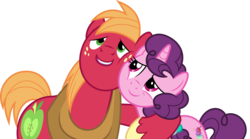Size: 5378x3000 | Tagged: safe, artist:dashiesparkle, big macintosh, sugar belle, earth pony, pony, unicorn, g4, hard to say anything, .svg available, absurd resolution, female, male, mare, ship:sugarmac, shipping, simple background, smiling, stallion, straight, transparent background, vector