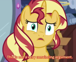 Size: 650x530 | Tagged: safe, edit, edited screencap, screencap, sunset shimmer, pony, unicorn, equestria girls, equestria girls specials, g4, my little pony equestria girls: mirror magic, cropped, female, forum weapon, mare, reaction image, solo