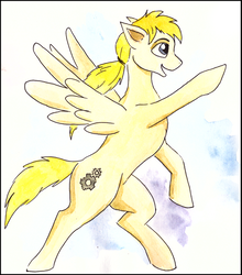 Size: 600x682 | Tagged: safe, artist:veda, oc, oc only, oc:den diesel, pegasus, pony, furryguys, male, ponified, solo, traditional art, watercolor painting
