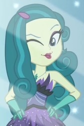 Size: 252x376 | Tagged: safe, screencap, juniper montage, equestria girls, equestria girls specials, g4, my little pony equestria girls: mirror magic, cropped, female, hairclip, lipstick, one eye closed, solo, wink