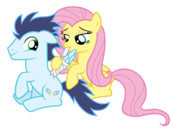 Size: 2143x1594 | Tagged: safe, artist:meandmyideas, fluttershy, soarin', pegasus, pony, g4, bandage, bedroom eyes, duo, female, male, old cutie mark, shipping, simple background, soarinshy, straight, transparent background, vector