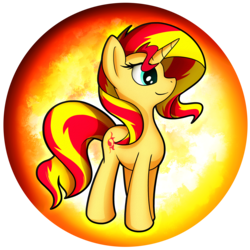 Size: 2539x2539 | Tagged: safe, artist:flamevulture17, sunset shimmer, pony, unicorn, g4, catasterism, commission, female, high res, mare, orb, solo, sun, sunshine shimmer