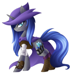 Size: 2199x2205 | Tagged: safe, artist:scarlet-spectrum, oc, oc only, oc:snowdusty, pony, unicorn, clothes, commission, female, hat, high res, knife, mare, simple background, solo, transparent background