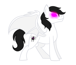Size: 900x771 | Tagged: dead source, safe, artist:wubcakeva, oc, oc only, oc:malcontent, bat pony, pony, glowing eyes, male, simple background, solo, stallion, white background