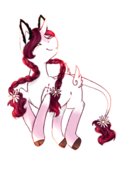 Size: 950x1280 | Tagged: safe, artist:laps-sp, oc, oc only, original species, pony, wildling unicorn, braid, butt wings, cloven hooves, female, leonine tail, mare, simple background, solo, transparent background