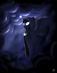 Size: 3850x4900 | Tagged: safe, artist:lycaeidez, princess luna, spirit of hearth's warming yet to come, alicorn, pony, a hearth's warming tail, g4, absurd resolution, cloak, clothes, female, glowing eyes, mare, solo