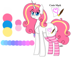 Size: 1139x914 | Tagged: safe, artist:kawurin, oc, oc only, oc:pink lovely neko, pony, unicorn, clothes, female, mare, reference sheet, simple background, socks, solo, striped socks, transparent background