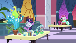 Size: 1920x1080 | Tagged: safe, screencap, lyra heartstrings, ruby pinch, twilight sparkle, pony, celestial advice, g4, female, filly, filly lyra, filly twilight sparkle, younger