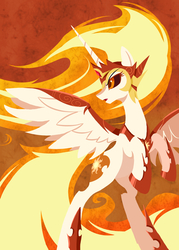 Size: 1375x1925 | Tagged: safe, artist:l8lhh8086, daybreaker, alicorn, pony, a royal problem, g4, female, helmet, mare, rearing, solo, spread wings, wings
