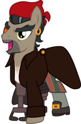 Size: 1501x2275 | Tagged: safe, artist:cloudy glow, doctor caballeron, earth pony, pony, g4, season 6, stranger than fan fiction, clothes, clothes swap, cosplay, costume, crossover, disney, john silver, male, simple background, solo, stallion, transparent background, treasure planet, vector