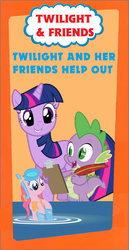 Size: 731x1412 | Tagged: artist needed, safe, artist:axemgr, artist:flutterbloom, edit, pinkie pie, spike, twilight sparkle, dragon, g4, parody, thomas and friends, thomas the tank engine, vhs