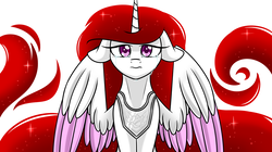 Size: 1024x573 | Tagged: safe, artist:whitehershey, oc, oc only, oc:rosaline, alicorn, pony, alicorn oc, colored wings, colored wingtips, crying, female, floppy ears, mare, simple background, solo, white background